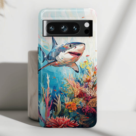 Great White Shark Oil Painting Design Google Pixel Phone Case