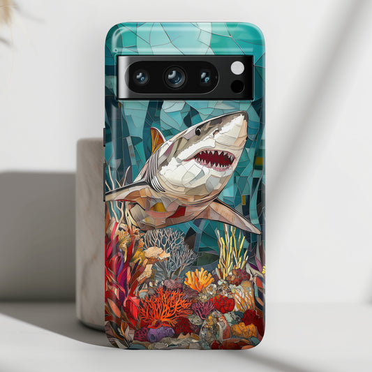 Great White Shark Stained Glass Design Google Pixel Phone Case