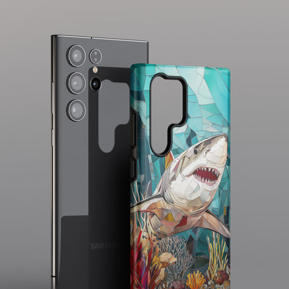 Great White Shark Stained Glass Design Case for Galaxy S series Phones