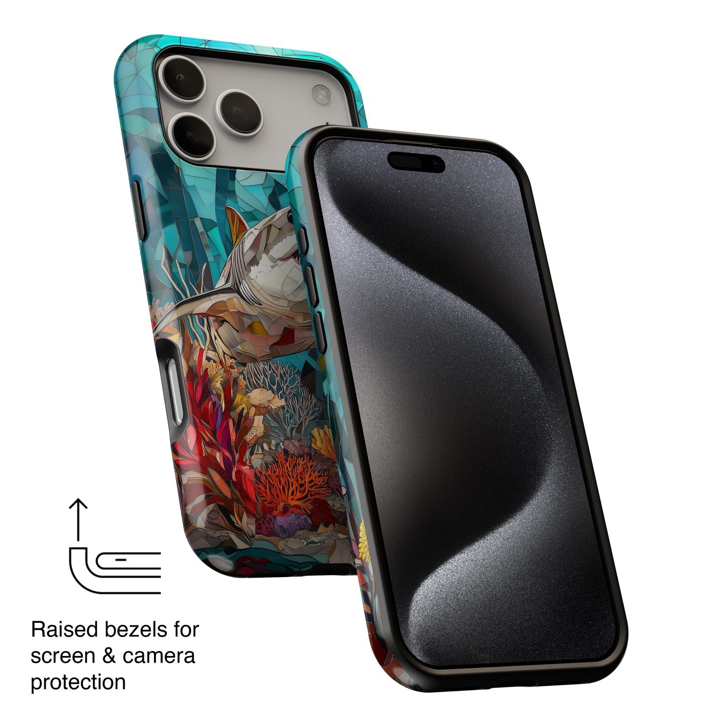 Great White Shark Stained Glass Design iPhone Case