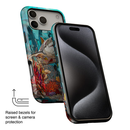 Great White Shark Stained Glass Design iPhone Case