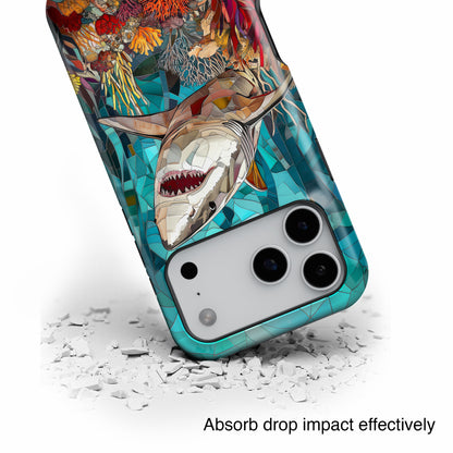 Great White Shark Stained Glass Design iPhone Case
