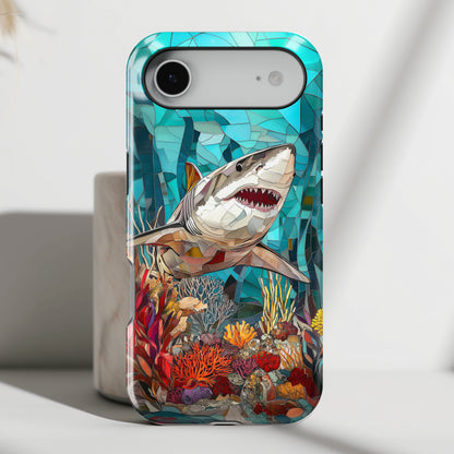 Great White Shark Stained Glass Design iPhone Case