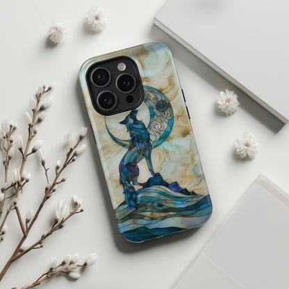 Howling Wolf Stained Glass Design iPhone Case