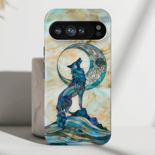 Howling Wolf Stained Glass Design Phone Case for Google Pixel