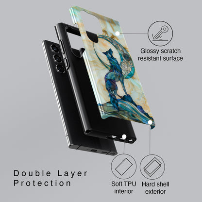 Howling Wolf Stained Glass Design Case for Galaxy S series Phones