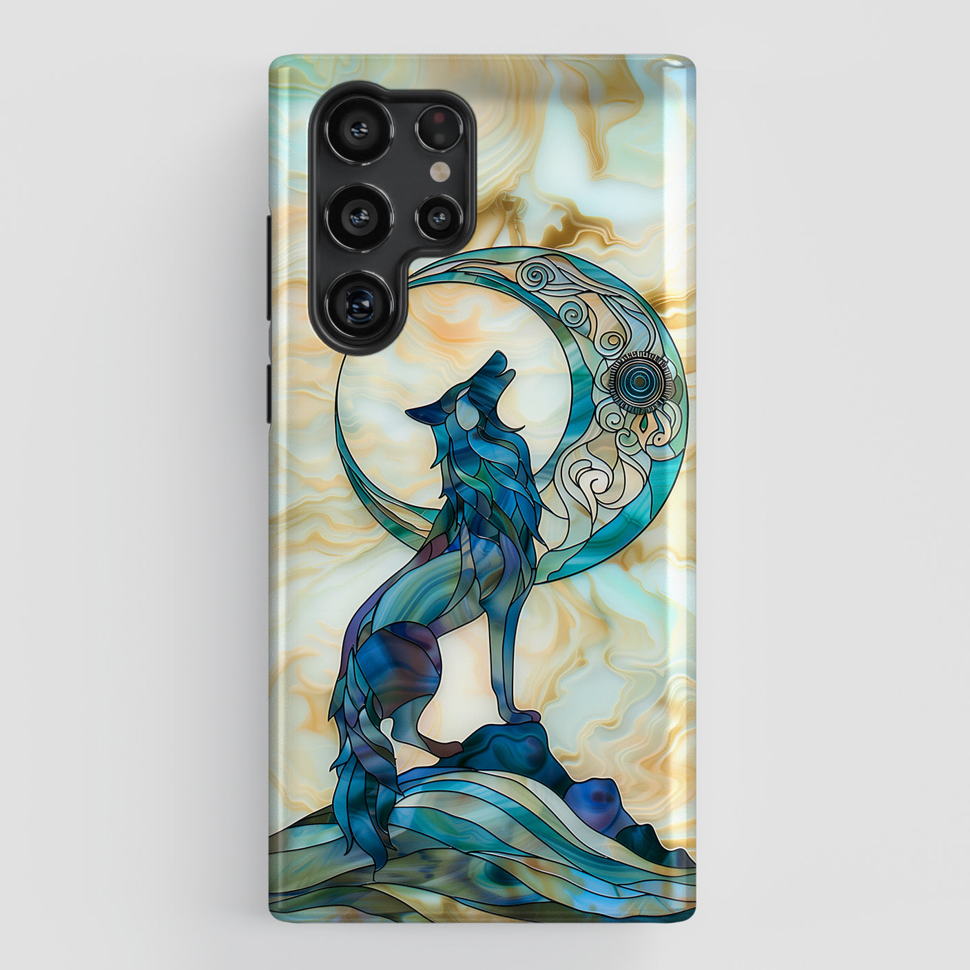 Howling Wolf Stained Glass Design Case for Galaxy S series Phones