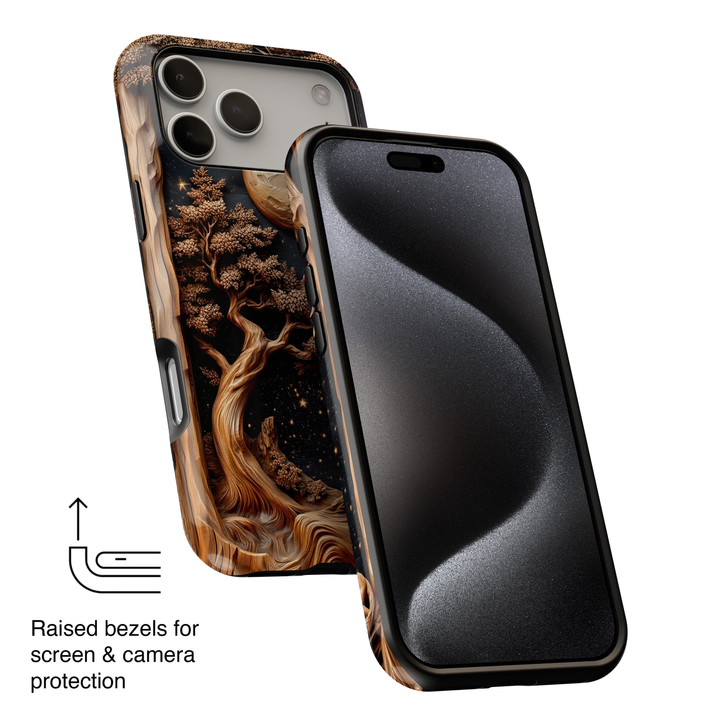 Howling Wolf Wooden Art Design iPhone Case