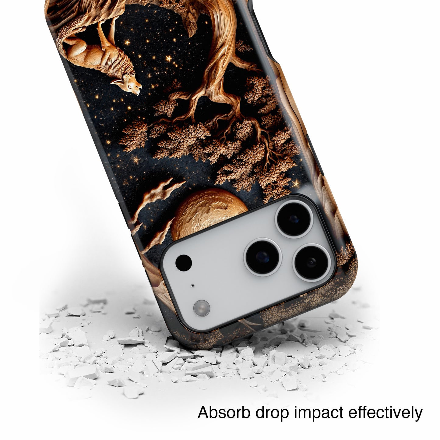 Howling Wolf Wooden Art Design iPhone Case