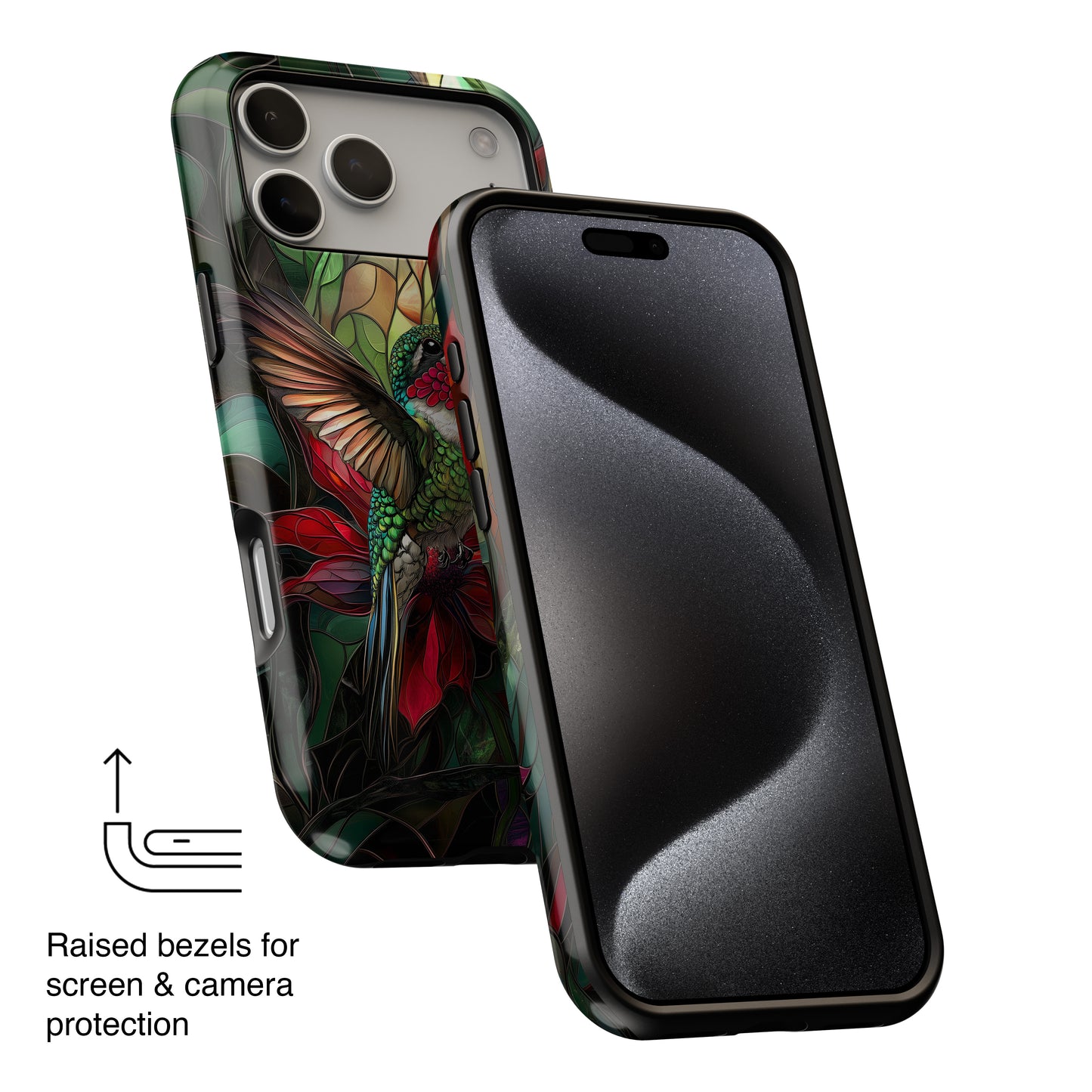 Hummingbird Stained Glass Illustration iPhone Case