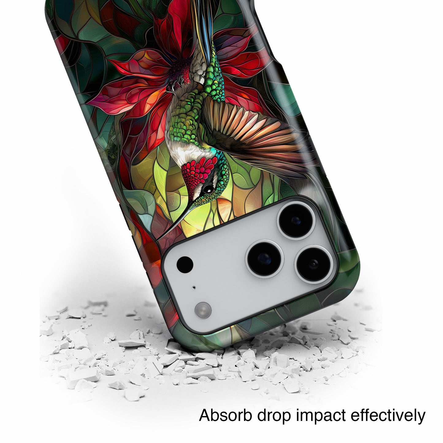 Hummingbird Stained Glass Illustration iPhone Case