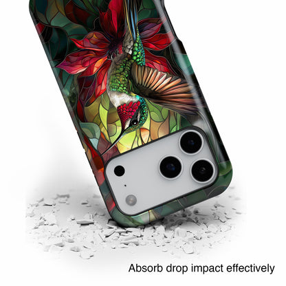 Hummingbird Stained Glass Illustration iPhone Case