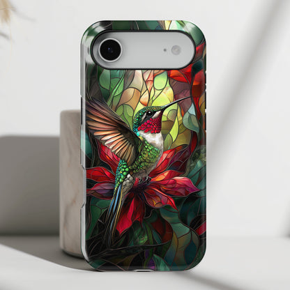 Hummingbird Stained Glass Illustration iPhone Case