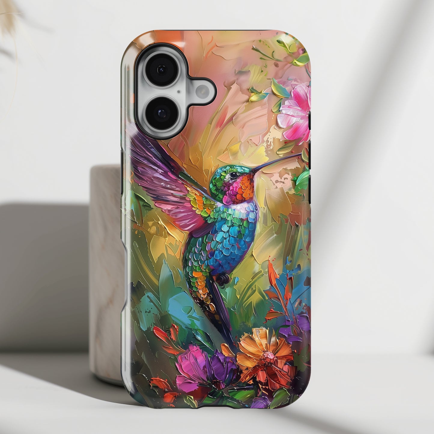 Hummingbird Oil Painting Design iPhone Case