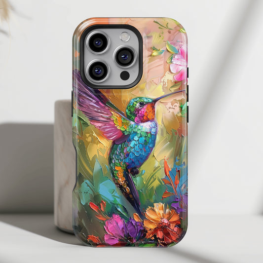 Hummingbird Oil Painting Design iPhone Case