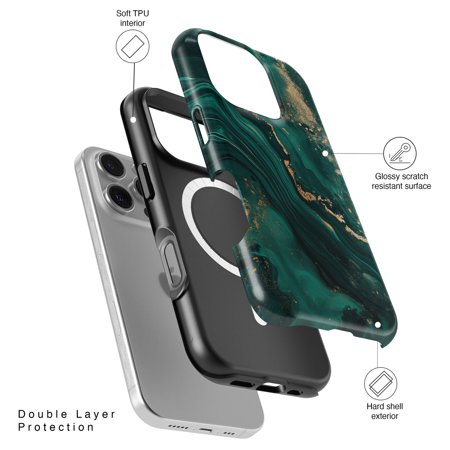 Luxury Green Marble Design Case for iPhone