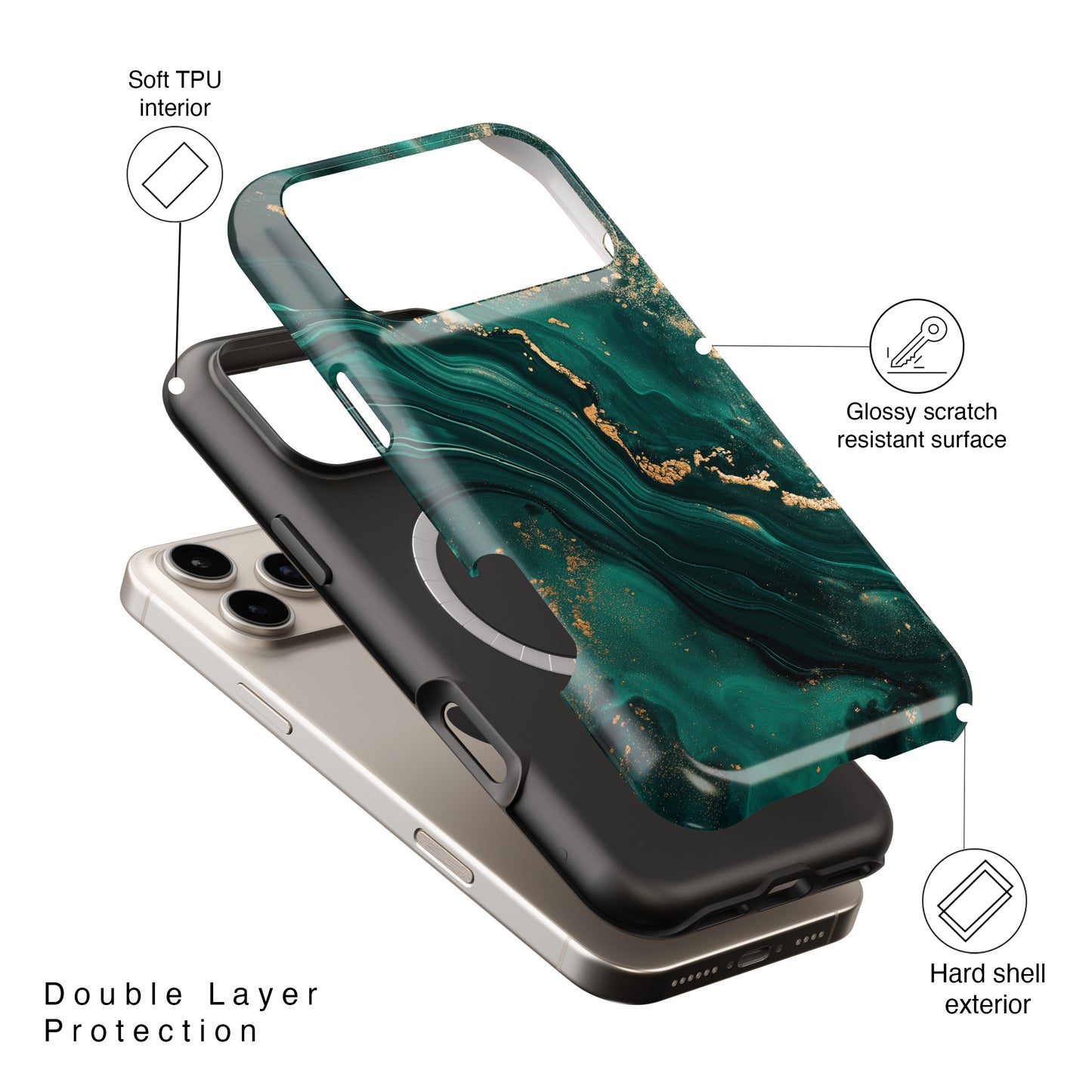 Luxury Green Marble Design Case for iPhone