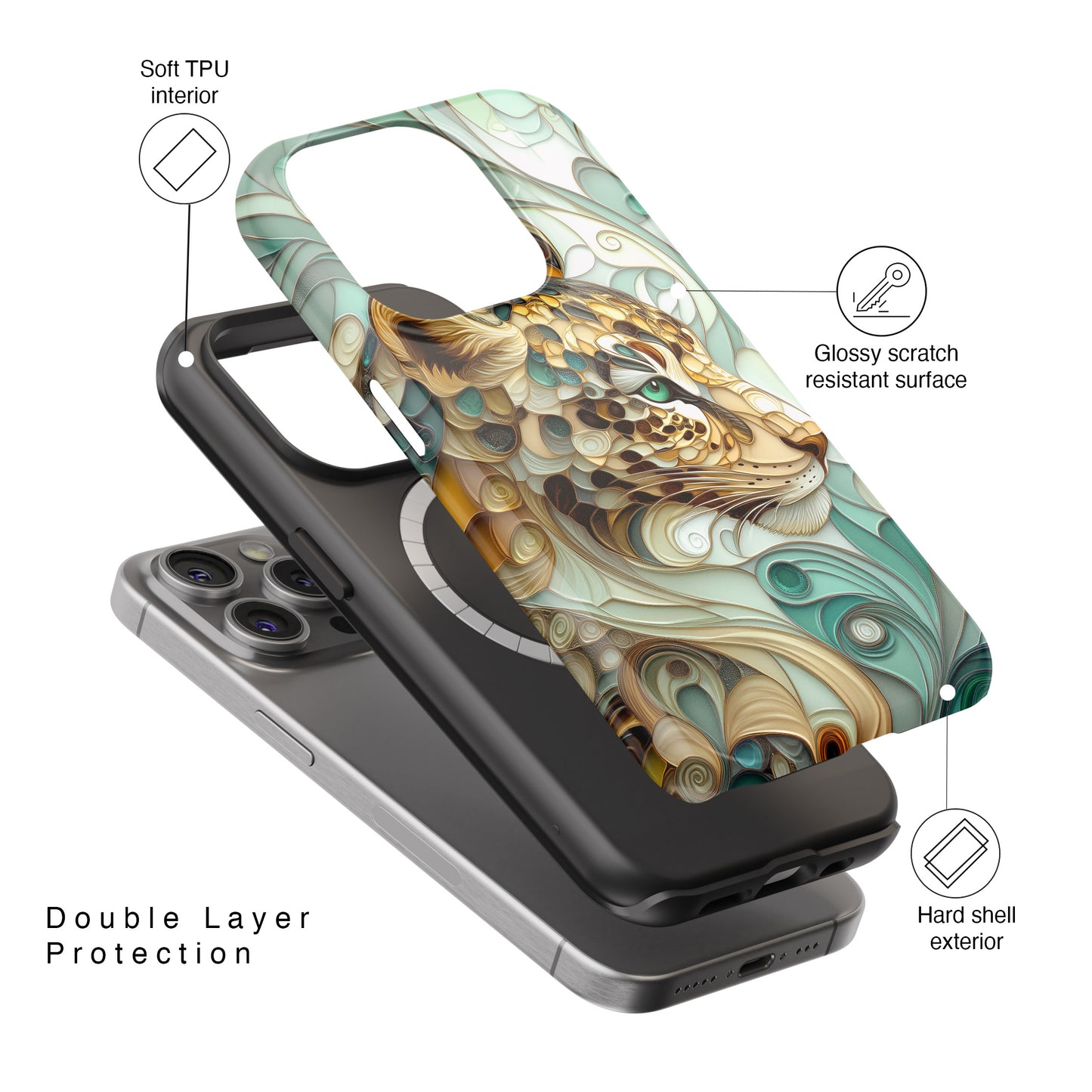 3D Leopard Art Design iPhone Case