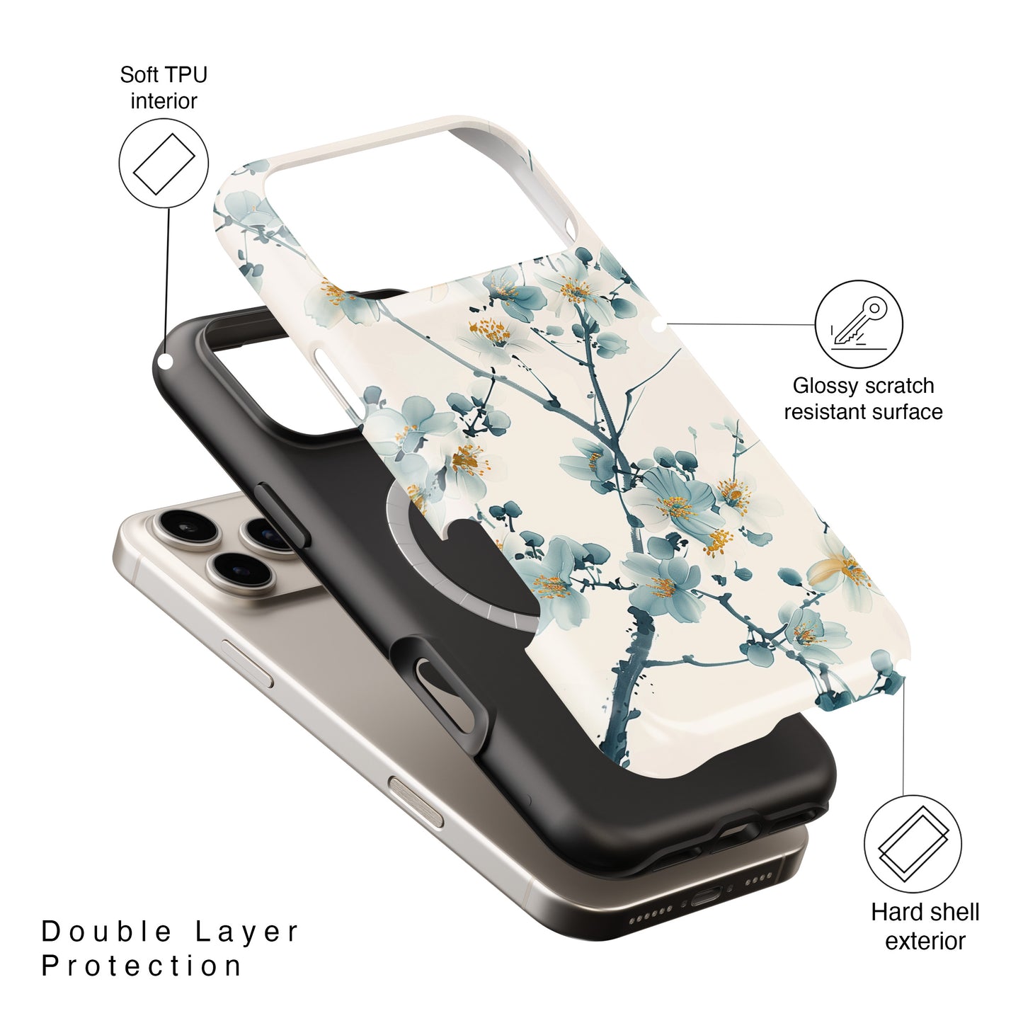 Jasmine Chinese Watercolour Design iPhone Case