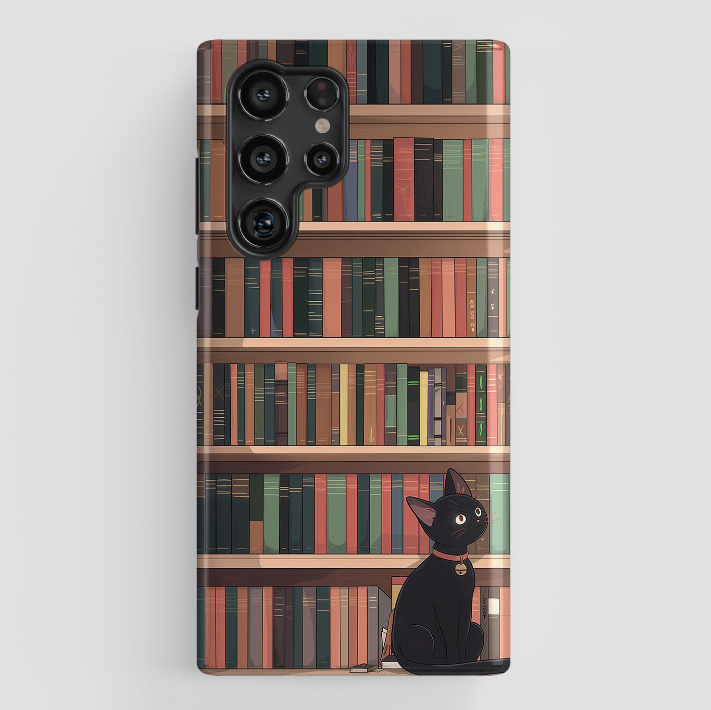 Kawaii Black Cat on Bookshelf Design Case for Galaxy S series Phones