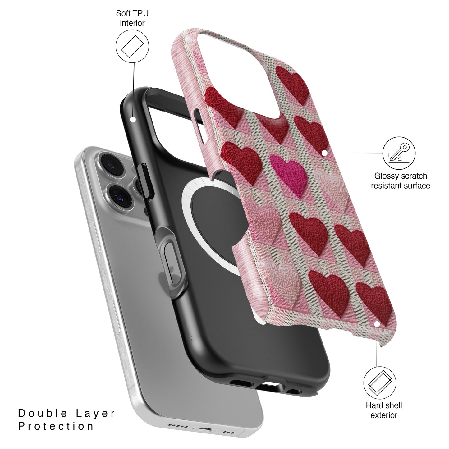 Knitted Heart Pattern Design iPhone Case