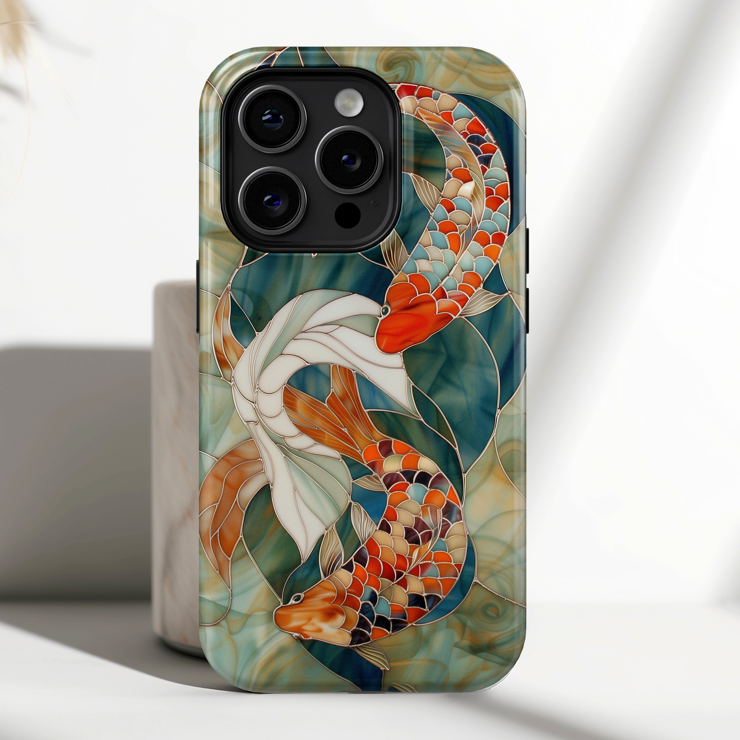 Koi Fish Stained Glass Design 2 iPhone Case