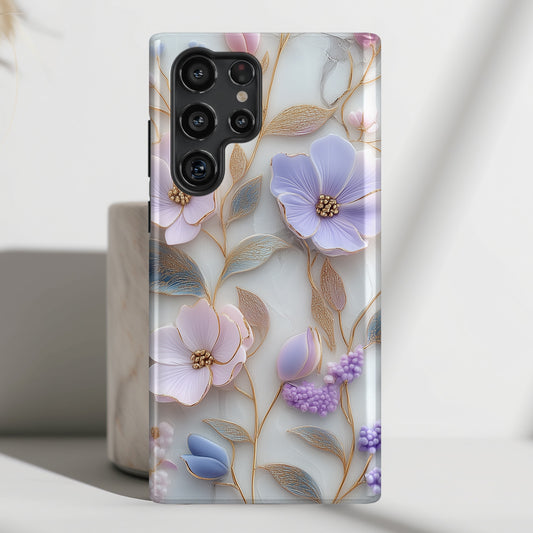 Lavender Floral Design Phone Case for Galaxy S series Phones