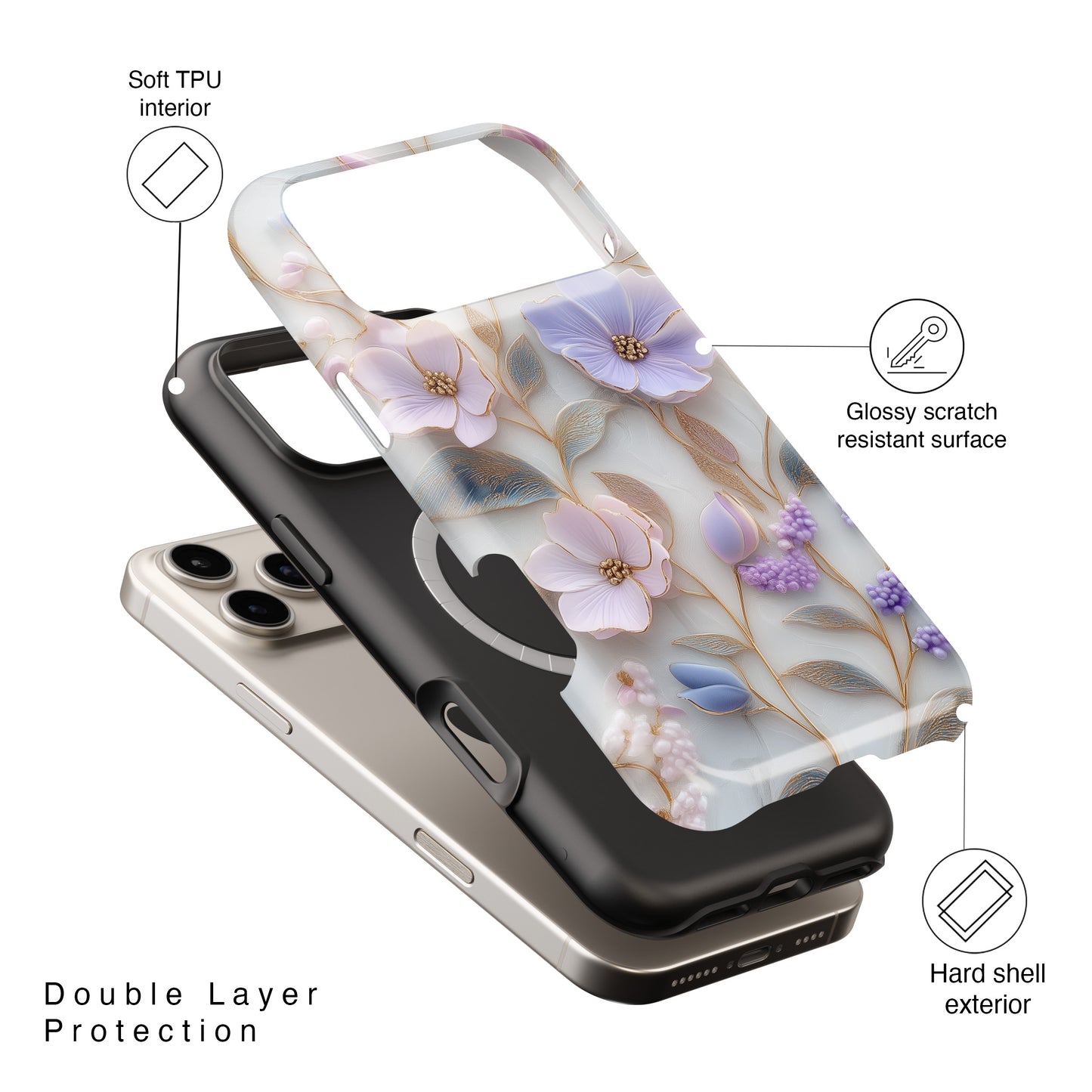 Lavender Floral Design iPhone Case