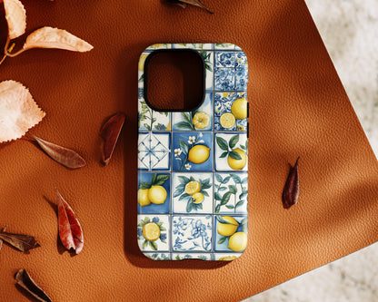 Lemon Azulejo Tiles Design iPhone Case
