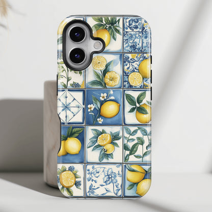 Lemon Azulejo Tiles Design iPhone Case