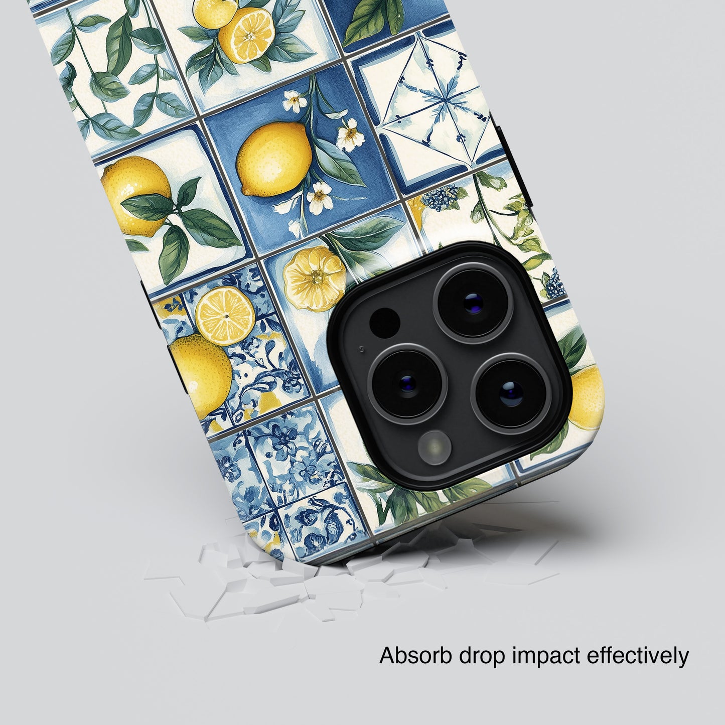 Lemon Azulejo Tiles Design iPhone Case