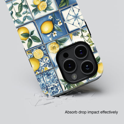 Lemon Azulejo Tiles Design iPhone Case