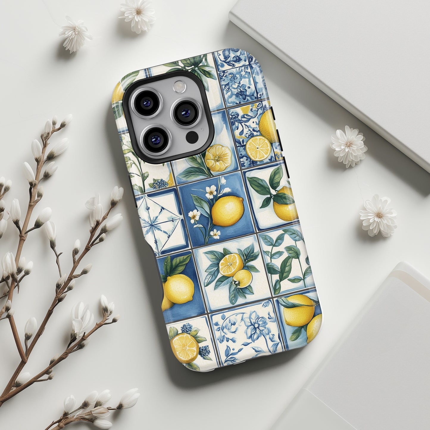 Lemon Azulejo Tiles Design iPhone Case