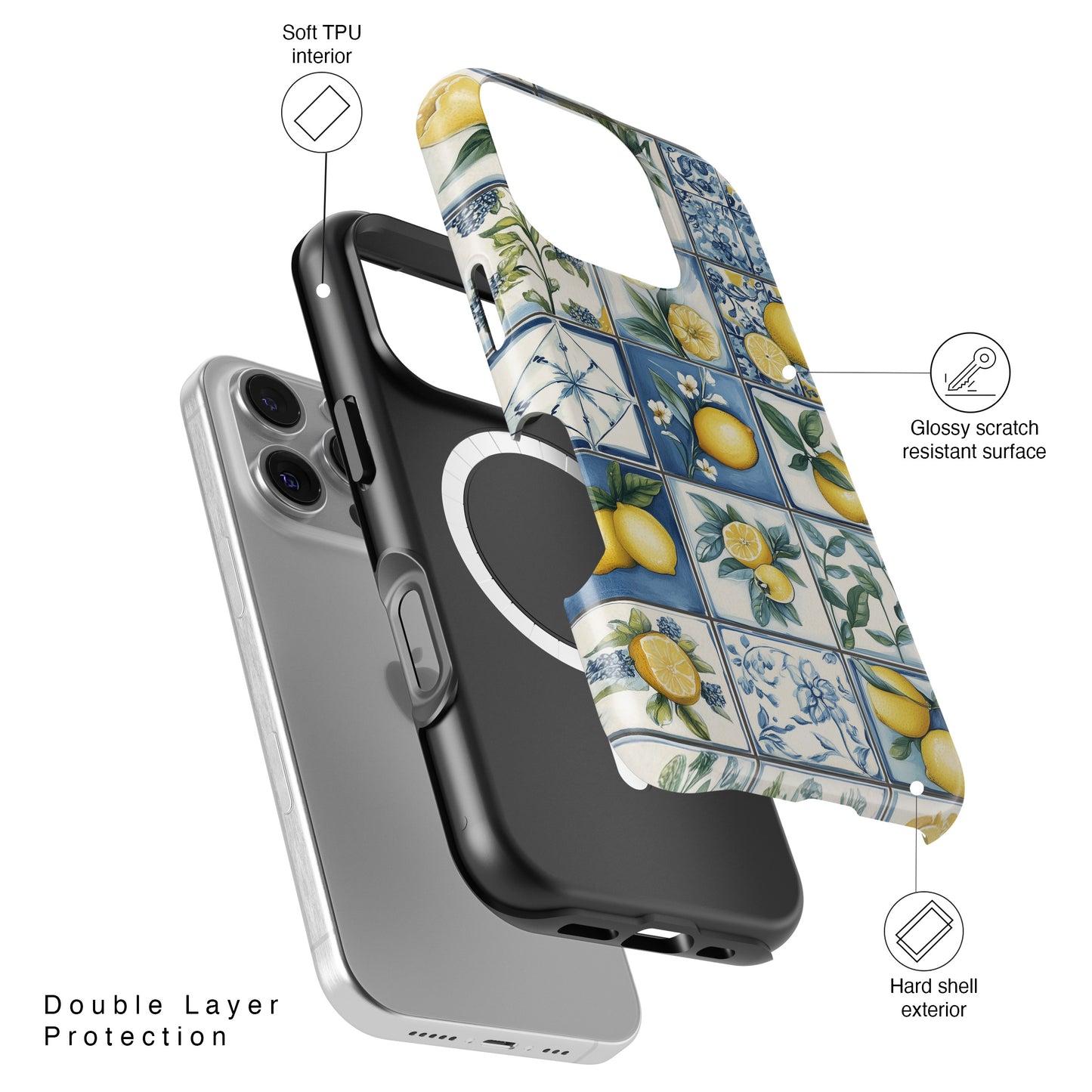 Lemon Azulejo Tiles Design iPhone Case