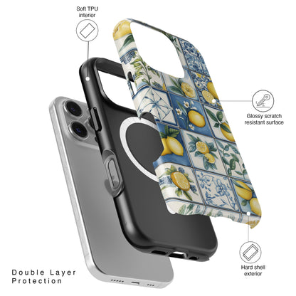 Lemon Azulejo Tiles Design iPhone Case
