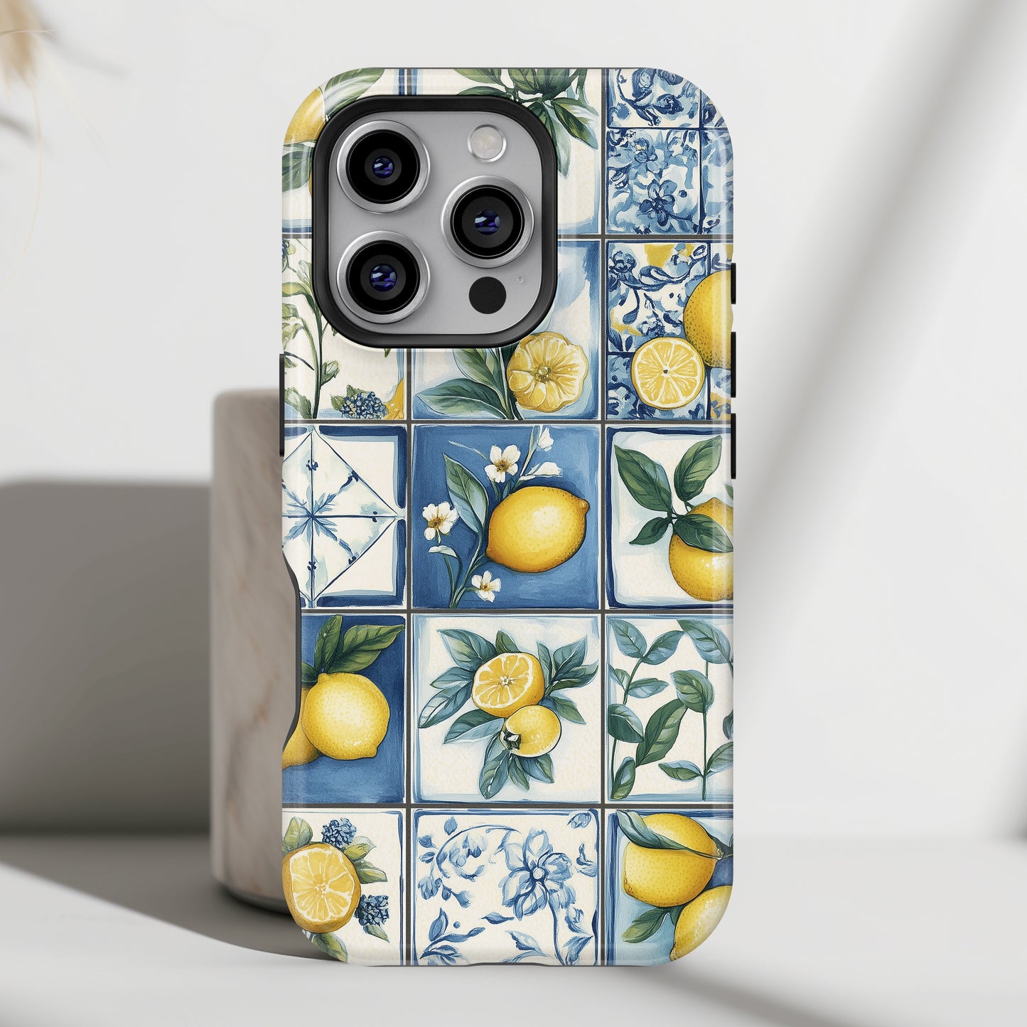 Lemon Azulejo Tiles Design iPhone Case