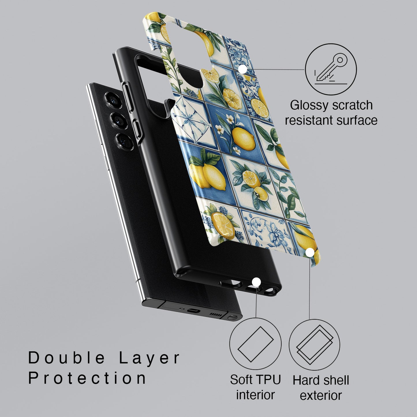 Lemon Azulejo Tiles Design Phone Case for Galaxy S series Phones