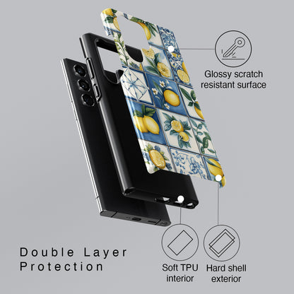 Lemon Azulejo Tiles Design Phone Case for Galaxy S series Phones