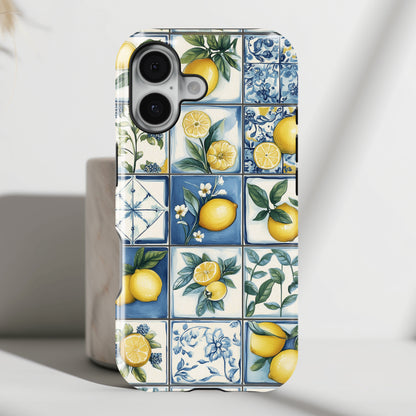 Lemon Azulejo Tiles Design iPhone Case