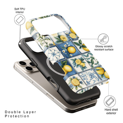 Lemon Azulejo Tiles Design iPhone Case