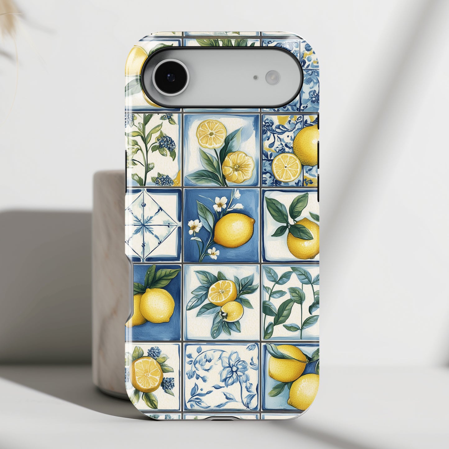 Lemon Azulejo Tiles Design iPhone Case