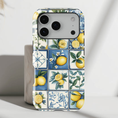 Lemon Azulejo Tiles Design iPhone Case
