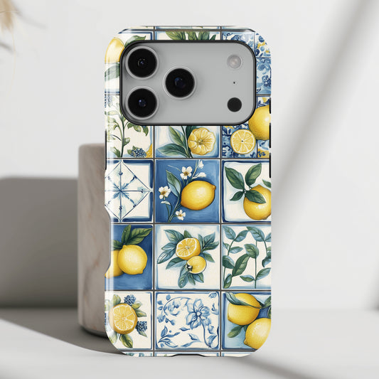 Lemon Azulejo Tiles Design iPhone Case