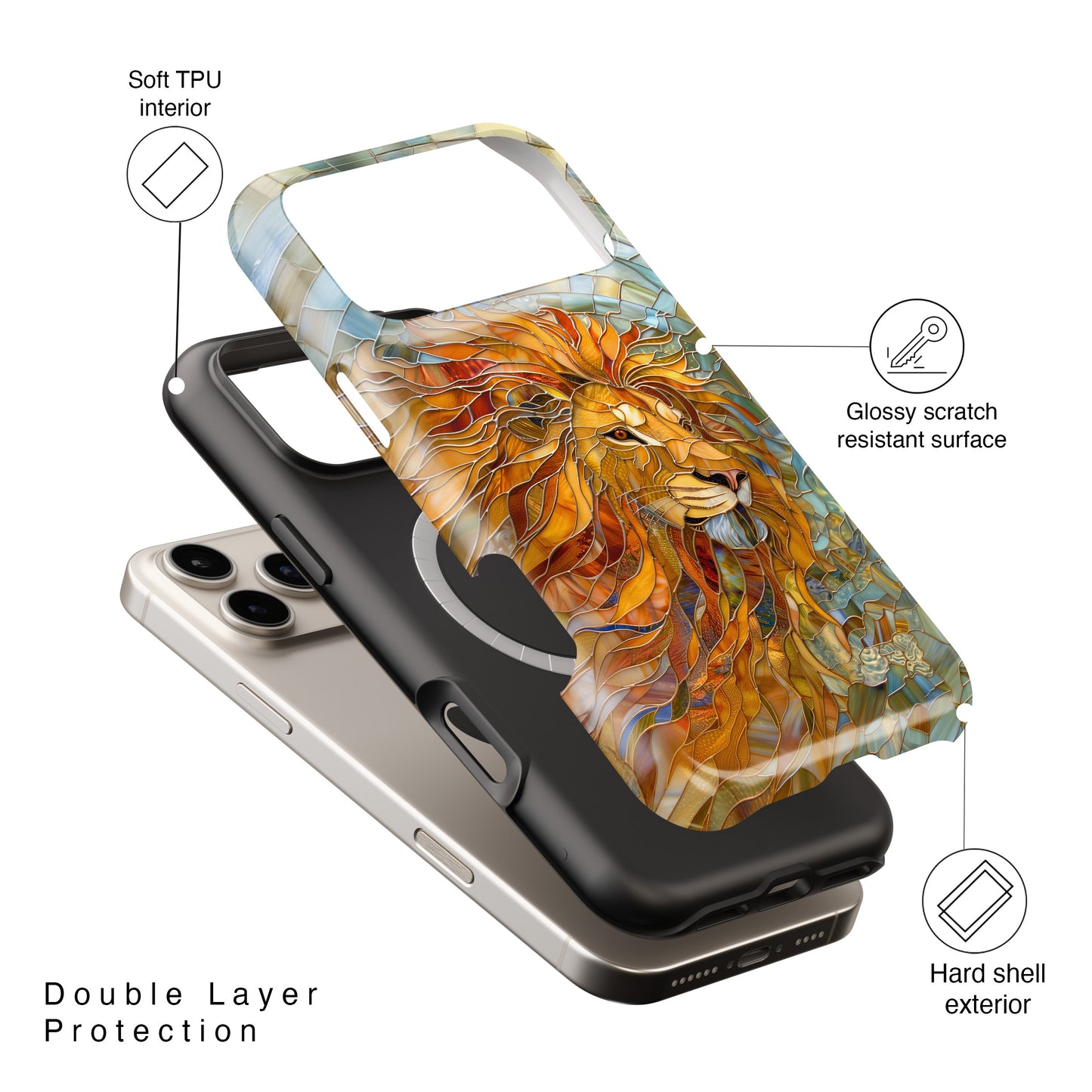 Lion Stained Glass Design iPhone Case