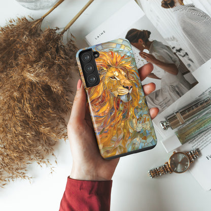 Lion Stained Glass Design Samsung Phone Case