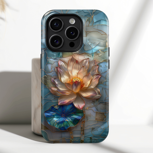 Lotus Flower Stained Glass Design iPhone Case