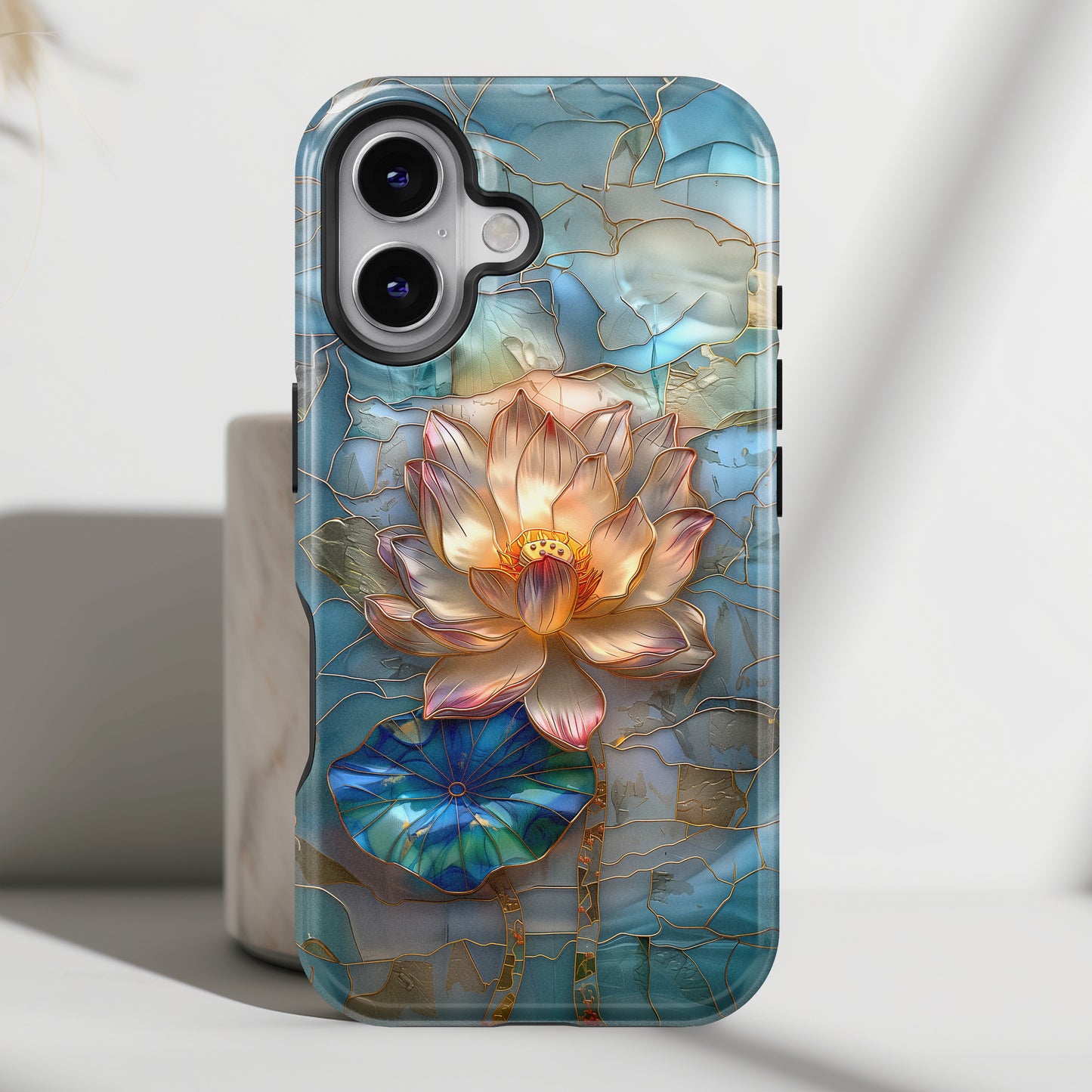 Lotus Flower Stained Glass Design iPhone Case