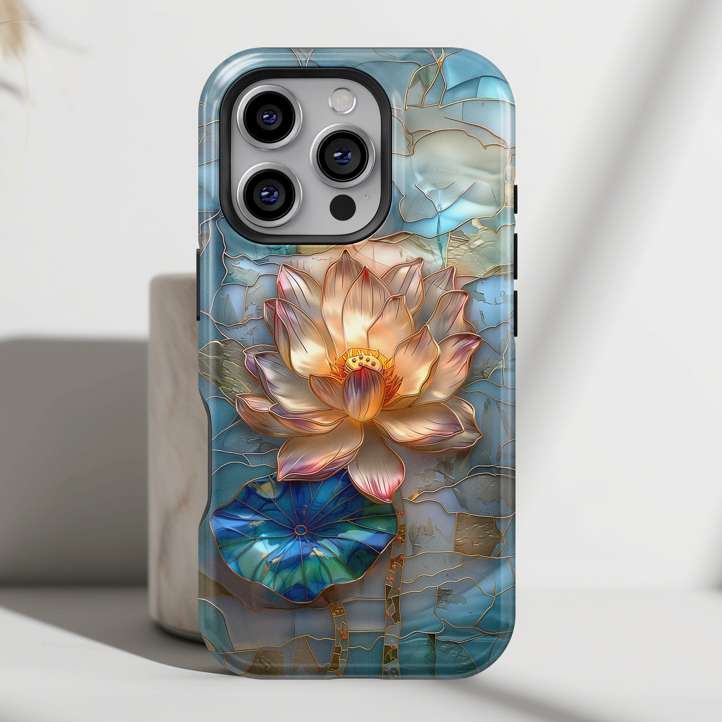 Lotus Flower Stained Glass Design iPhone Case