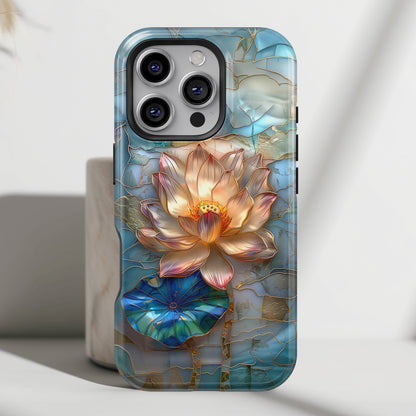 Lotus Flower Stained Glass Design iPhone Case