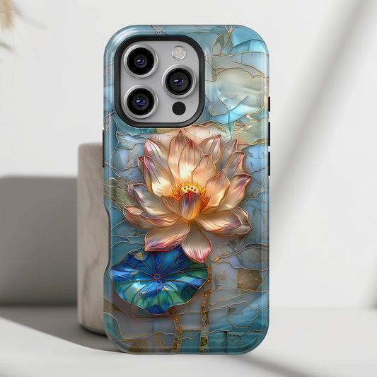 Lotus Flower Stained Glass Design iPhone Case